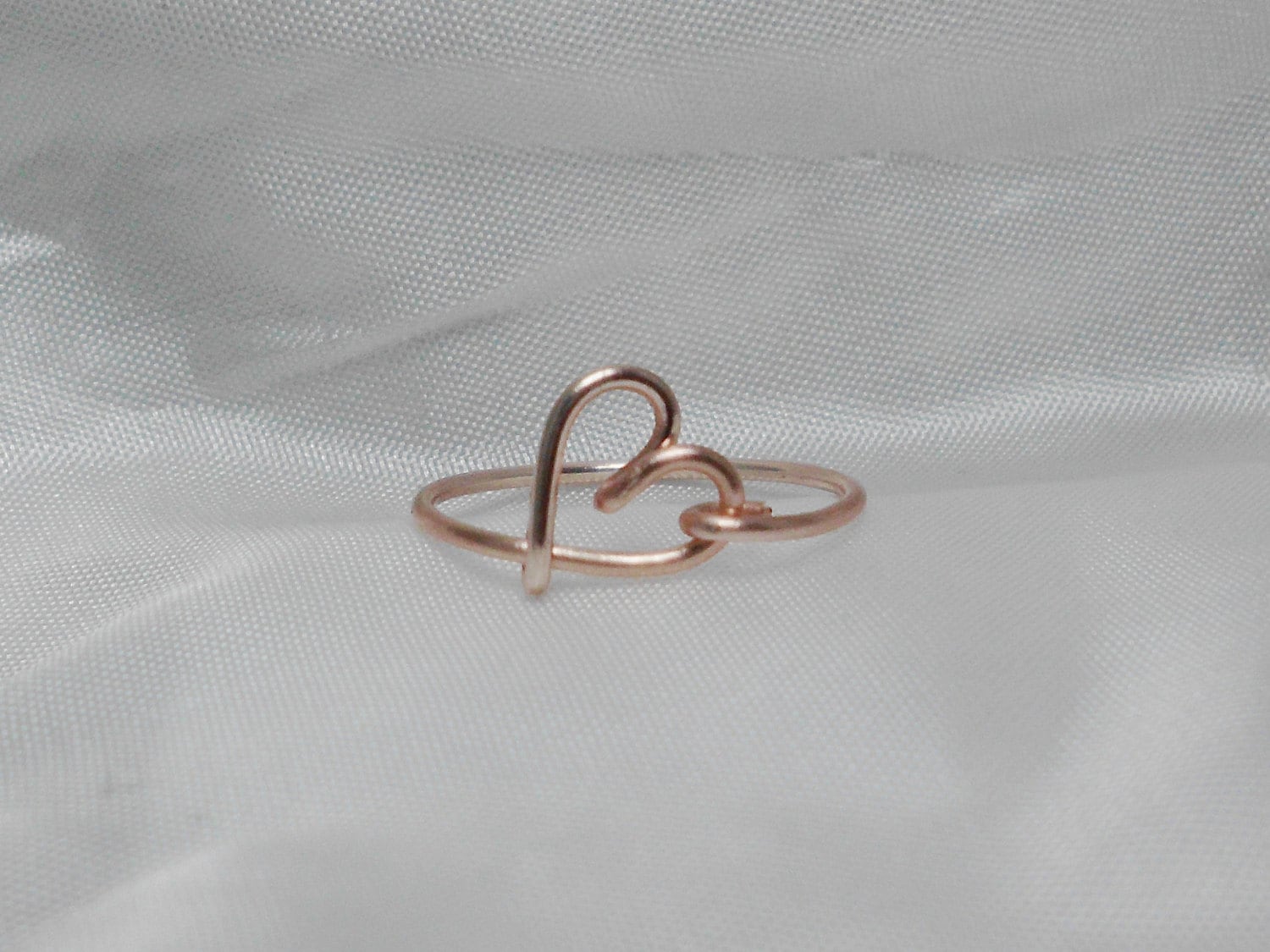Rose Gold Wire Heart Ring Non-adjustable Dainty Ring | Etsy