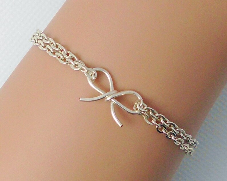 Silver Wire Bow Bracelet Friendship Best Friend Bracelet Etsy