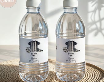 Soccer Birthday Water Bottle Labels: Game On Party (Instant Download)