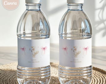 Silly Goose Water Bottle Labels. 1st Birthday Party Drink Labels. (Editable Printable)