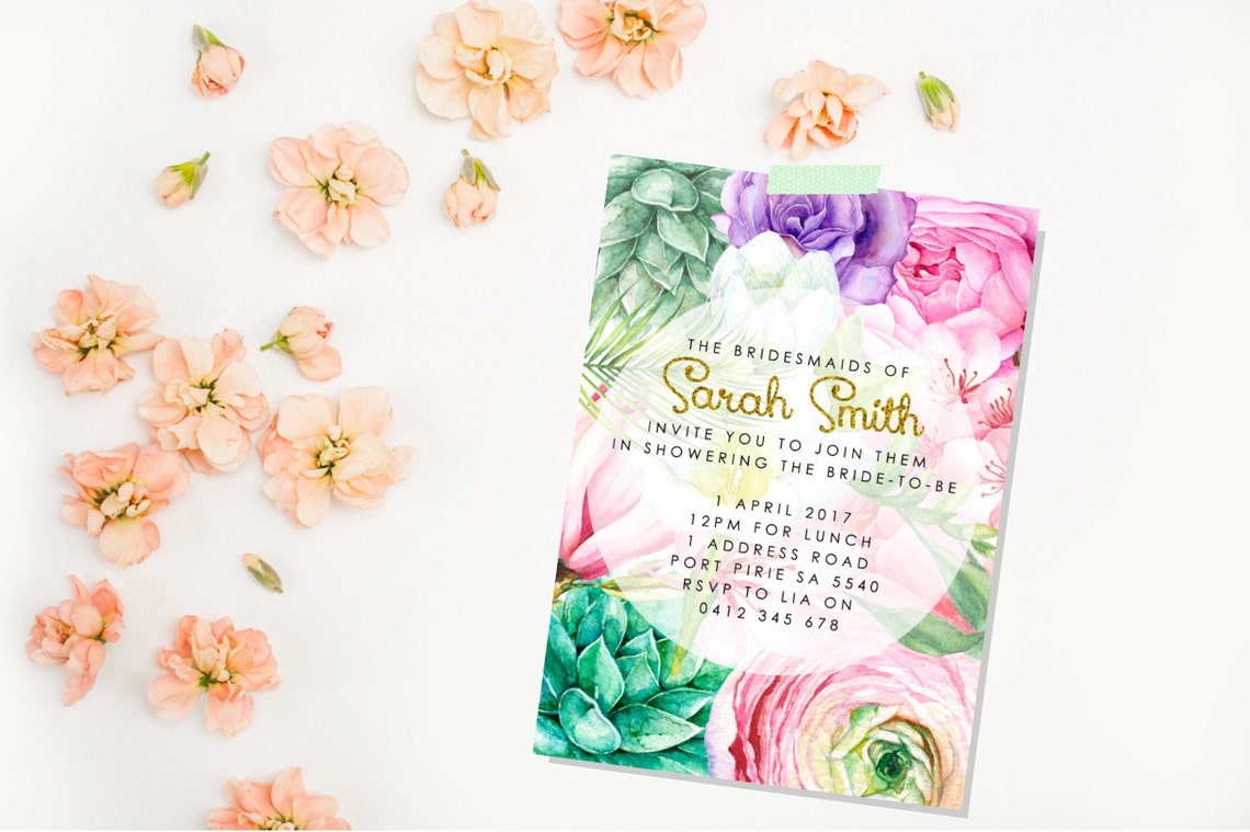 Bridal Shower Printable Invitation. Floral Bridal Shower. Etsy