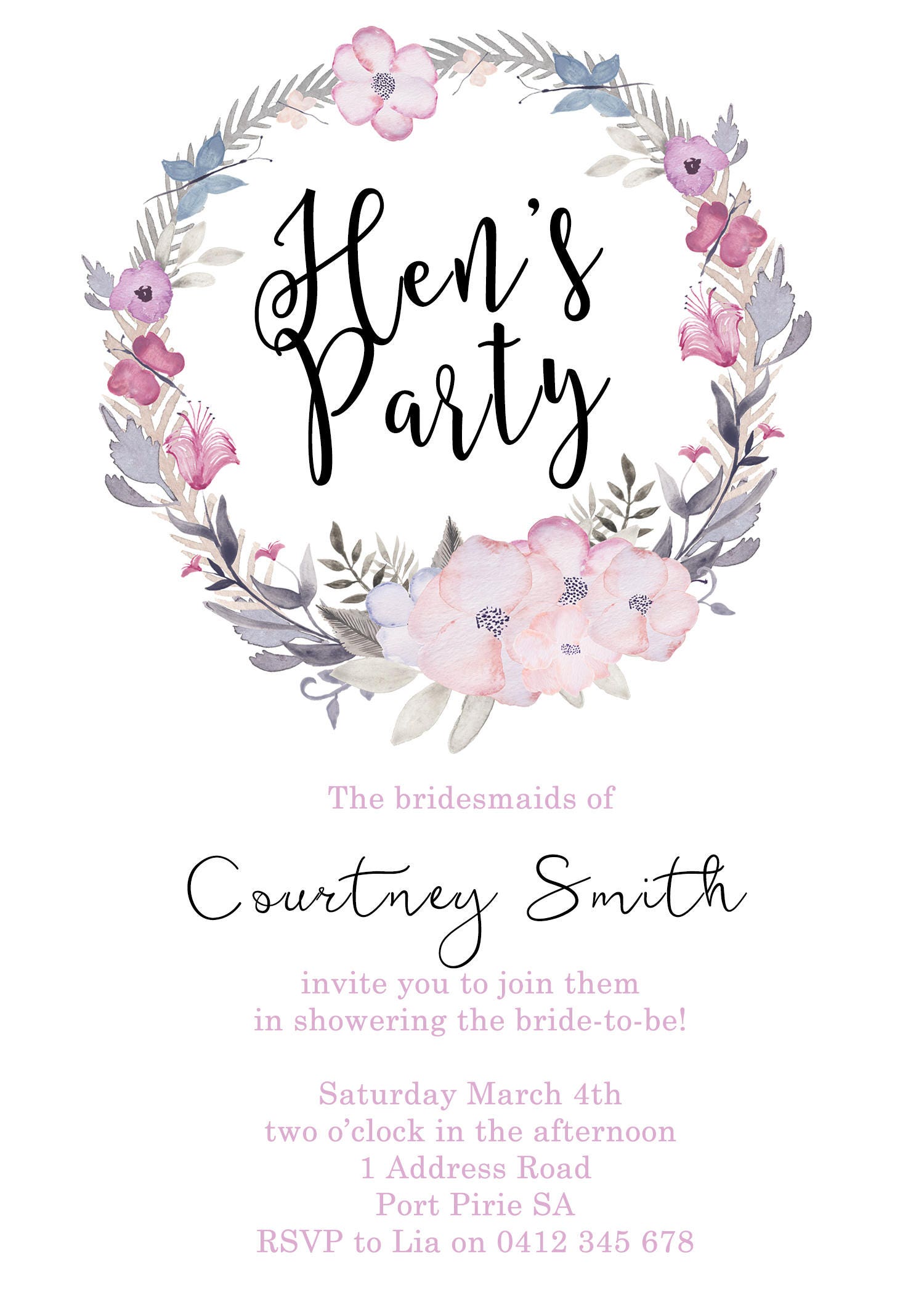 Bridal Shower Invitation. Hens Party. Bachelorette Party. Etsy