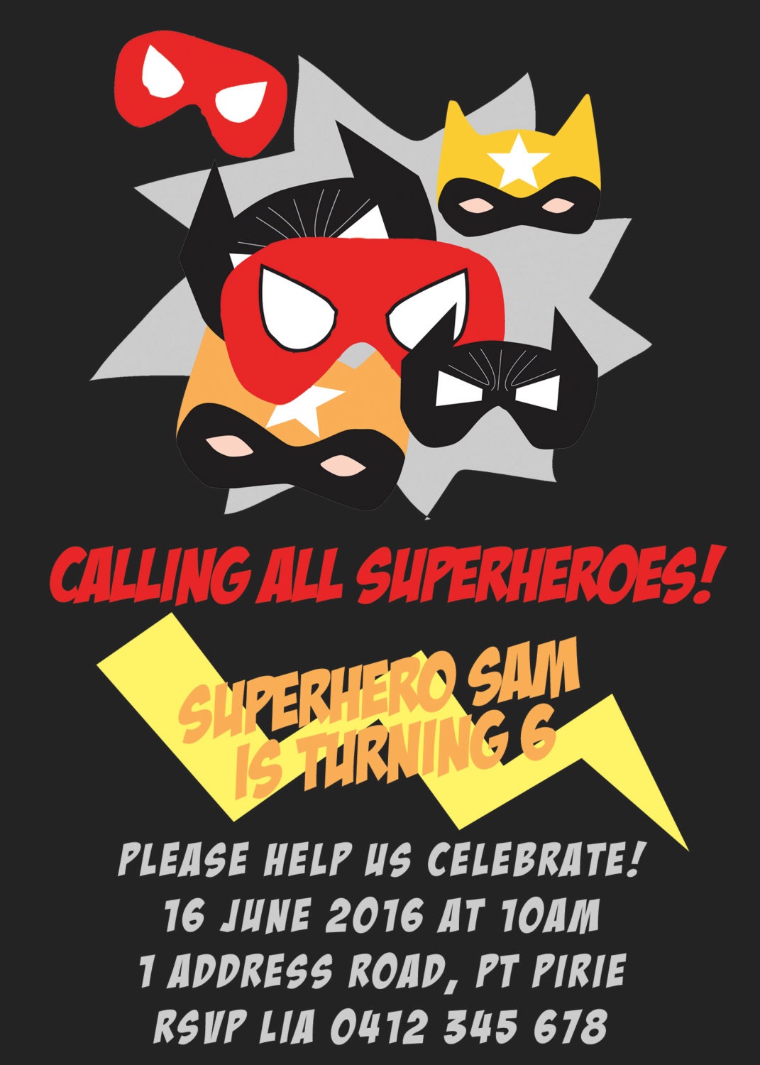 Superhero Birthday Invitation. Calling All Superheroes. Boy Birthday