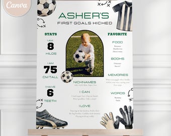 Soccer Birthday Milestone Poster, Printable Soccer First Birthday Sign, Boy Sports First Birthday, Soccer Party Poster, Boy 1st Birthday