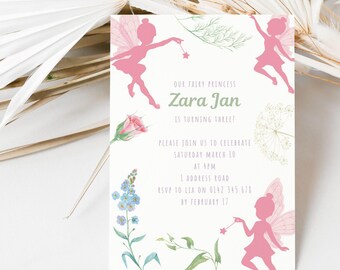 Fairy Invitation. Fairy Birthday Invitation. Fairy Birthday Theme. 3rd birthday. 4th birthday. Flower Birthday Invitation. Girl Birthday.