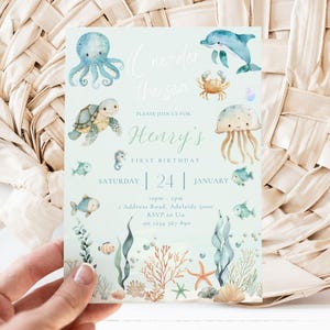 Oneder the Sea Birthday Invitation: Under the Sea Canva Template (Digital Download)