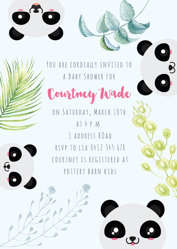 panda baby shower invitations