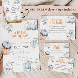 A Little Pumpkin Is on the Way Invitation Fall Baby Shower Invite BUNDLE Autumn Pumpkin Baby Invite Neutral Baby Shower Rustic Fall Invite