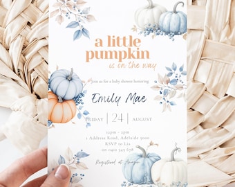 A Little Pumpkin Is on the Way Invitation Fall Baby Shower Invite Autumn Pumpkin Baby Invite Gender Neutral Baby Shower Rustic Fall Invite