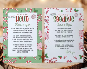 Elf Arrival and Goodbye Letter Set: Editable Christmas Elf Notes, First Time and Farewell Letters, Canva Template Download