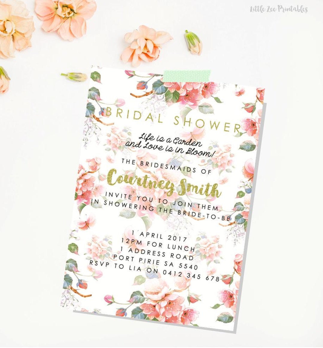 Country Garden Themed Bridal Shower Invitation. Bridal Shower Etsy