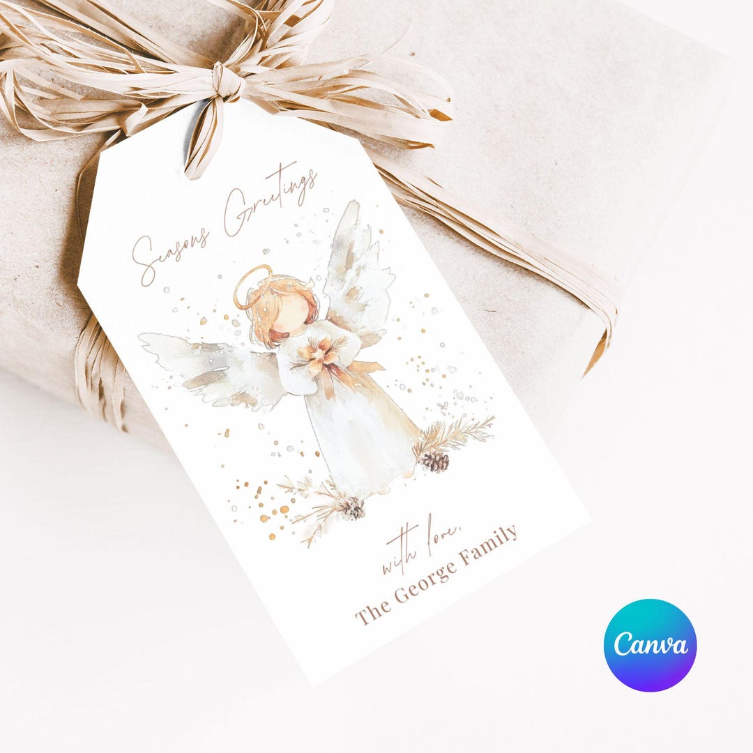 Angel Christmas Gift Tags: Editable Religious Holiday Tags, Printable ...