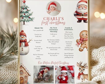 Baby's 1st Christmas Keepsake Printable, Baby’s First Christmas Memory Box Page, Holiday Memory Template, My 1st Christmas Sign