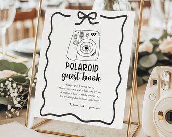 Polaroid Guest Book Sign, Photo Guest Book Wedding Table Sign, Canva Printable, Unique Wedding Keepsake, Whimsical Photo Guest Book Sign