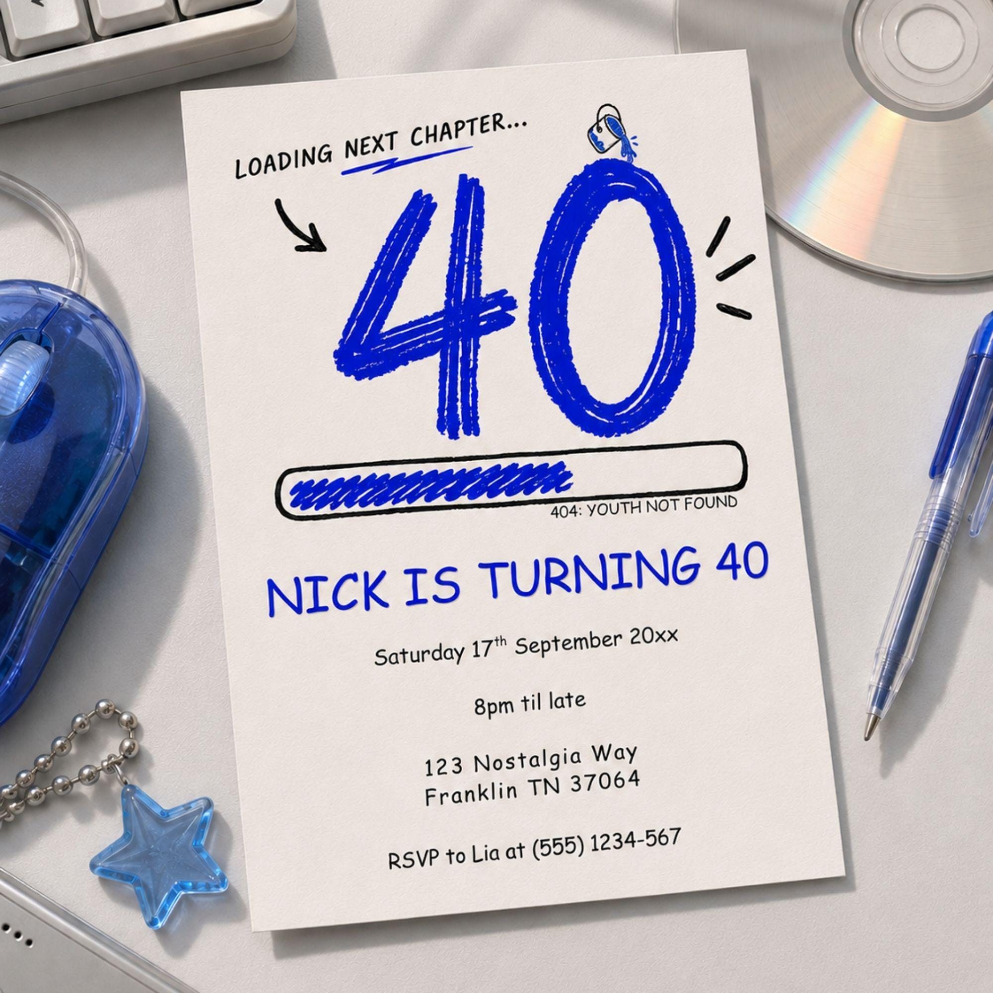 Millennial 40th Birthday Invitation Template, Funny 40th Invite ...