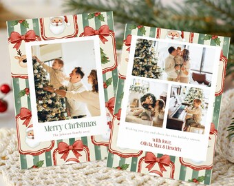 Traditional Christmas Photo Card Template: Editable Family Holiday Card (Digital Download)