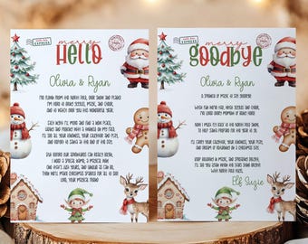 Elf Arrival and Goodbye Letter Set: Editable Christmas Elf Notes, First Time and Farewell Letters, Canva Template Download