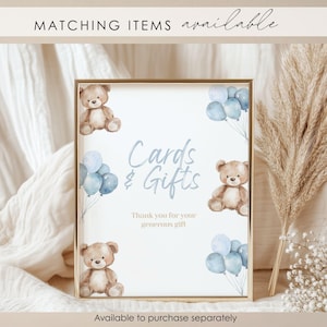Teddy Bear 1st Birthday Invitation Boy, Editable Blue Beary First Birthday, Cute Little Bear Invite, Printable First Birthday Template image 5
