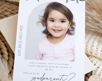 Godparent Proposal Card Printable: Minimalist Keepsake Template (5x7" Card, Digital Download
