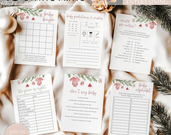 Christmas Baby Shower Games Bundle: 18 Printable Activities (Digital Download)