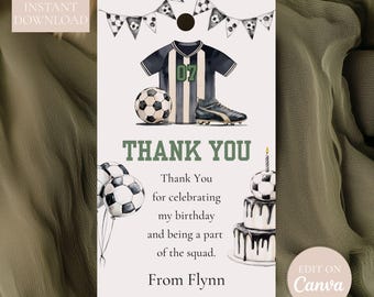 Soccer Thank You Tag: Editable Favor Label Template (2.5x3.5in Canva Digital Download)