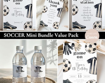 Soccer Birthday Invitation Bundle, Editable Soccer Party Invite, Sports Theme, Kids Football Birthday, Instant Download, Digital Template