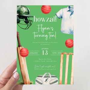 Invitación de cumpleaños de críquet: Invitación editable para fiesta deportiva (Descarga digital, plantilla Canva de 13x18 cm)