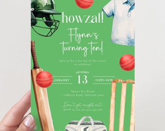 Cricket Birthday Invitation: Editable Sports Party Invite (Digital Download, 5x7" Canva Template)
