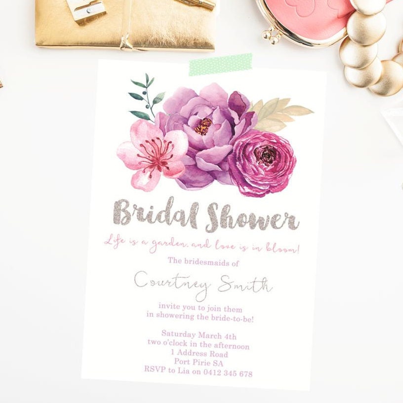Bridal Shower Invitation Printable. Floral Bridal Shower. Etsy