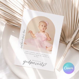 Serez-vous mon parrain et marraine modèle de proposition imprimable, modifiable, carte de proposition minimaliste, souvenir de bébé