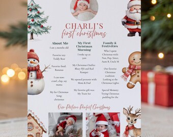 Baby's 1st Christmas Memory Box Page, Baby’s First Christmas Keepsake Printable, Holiday Memory Template, My 1st Christmas Milestone Page