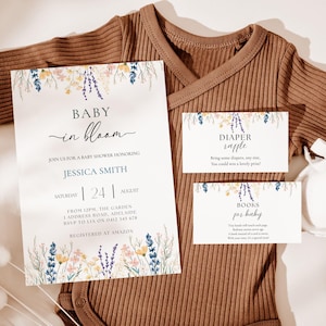 Wildflower Baby Shower Invitation Bundle: Editable Canva Template (Digital Download