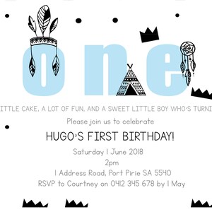 Tribal Invitation. 1st Birthday Invitation. Monochrome Invitation ...