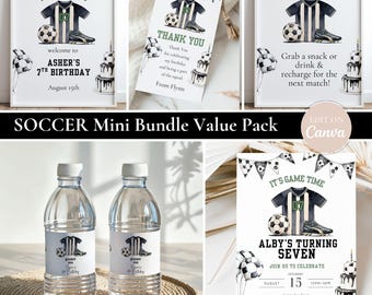 Soccer Birthday Invitation Bundle, Editable Soccer Party Invite, Sports Theme, Kids Football Birthday, Instant Download, Digital Template