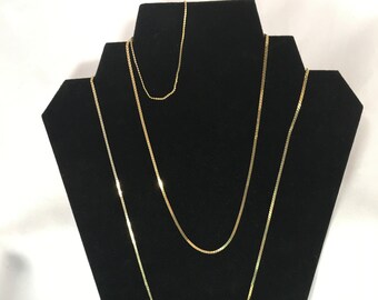 Vtg. Napier Gold Tone Chains | Signature Tag | 30 inches, 16 inches, and 7 inch lengths