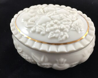 Lenox Fruits of Life Trinket Box | Vintage Porcelain China  | Retired 1998 Pattern