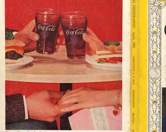 1960 April | Authentic Coca-Cola Magazine Advertisement | Vintage National Geographic Magazine Issue Covers | 10" x 7" | Sold Individually