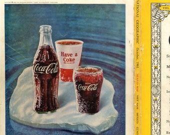 1961 Oct  | Authentic Coca-Cola Magazine Advertisement | Vintage National Geographic Magazine Issue Covers | 10" x 7" | Sold Individually
