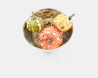 Fall Decor | Brad Accent Pumpkins | Small Vintage  Silver Plate Bowl