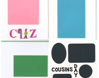 Five Upcycled 8 X 10 Picture Mats with "Cousins" Letters | for photo, image, memento, or other ephemera.
