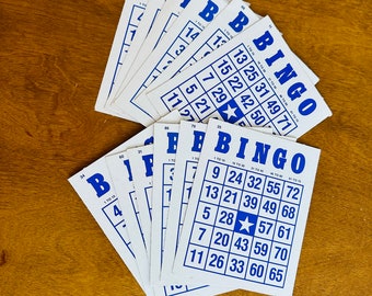 Vintage Blue and White Bingo Cards Set of 12