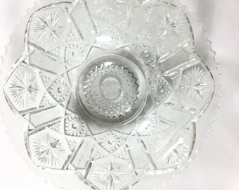 Vintage Clear Glass 7-1/4" Bowl with Lovely Pattern