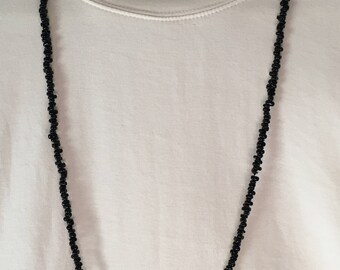 38 Inch Necklace | Irregular Black Beads | Vintage Necklace  |  Versatile