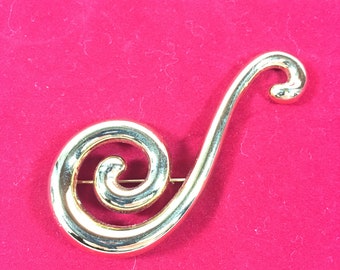 Eye Catching 3 Inch Pin | Signed Vintage Monet | Large Swirl Brooch or Pin