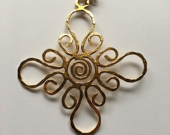 Swirly Gold Tone Necklace | Vintage Big and Bold 80s