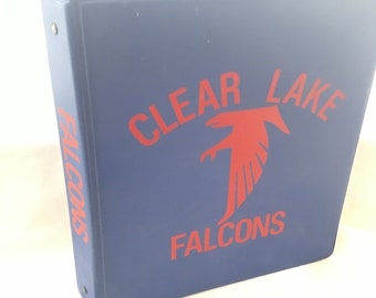 1980s-1990s Clear Lake High School Falcons Blue and Red Binder, Houston, Texas CLHS - Prop