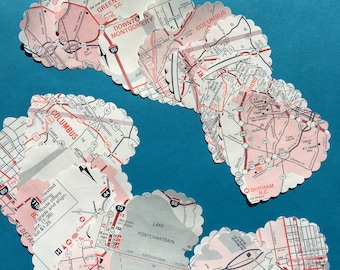 Vtg. Map Heart Punches from TripTik Road Maps | Make Something | Vintage City Surroundings