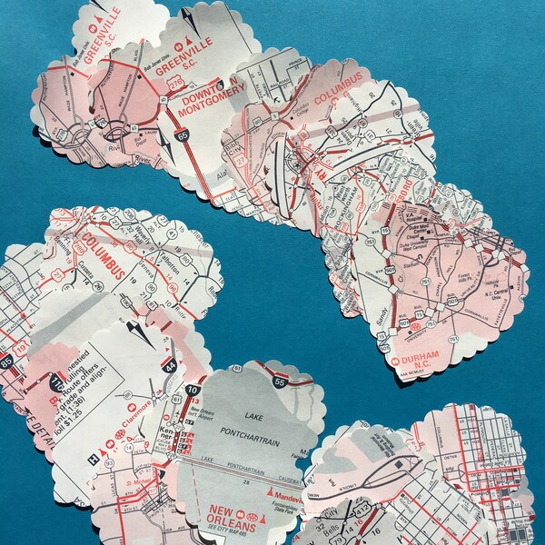 Vtg. Map Heart Punches from TripTik Road Maps | Make Something | Vintage City Surroundings