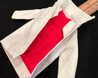 White Vinyl Barbie Doll Coat, Red Lining, Matching Red Vinyl Gloves  Winter Holiday | Vtg. Authentic | #975 | 1959-1963