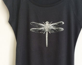 Silver Dragonfly T-shirt gris pour femme en bambou et coton biologique Vêtements éthiques